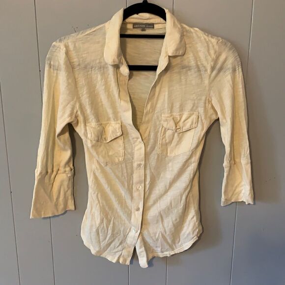 James Perse Cream Knit Buttondown Size 1 - Picture 1 of 6